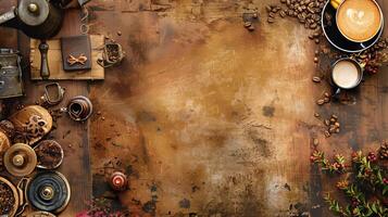 Coffee-themed layout with open space for adding your own elements photo