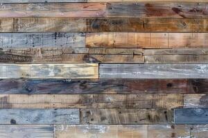 Reclaimed timber panel texture background with recycled wood planks and vintage appeal photo