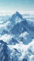 Majestic mountain ranges disappearing into the clouds photo