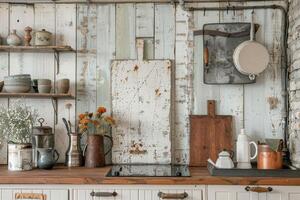 Rustic farmhouse wall decor on a transparent white canvas, adding rustic charm to interiors photo