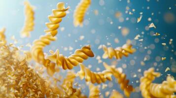 Conceptual representation of spinning pasta forming a whirlwind, symbolizing adventure photo