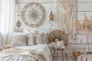 Boho chic decor accents against a soft transparent white backdrop, perfect for eclectic compositions photo