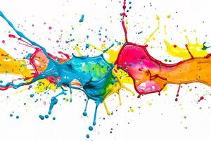 Neon splatter against a transparent white background, evoking vibrant energy photo