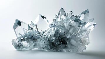 Abstract crystal sculptures with a sense of mystery and intrigue, inviting viewers to explore their depths on white photo