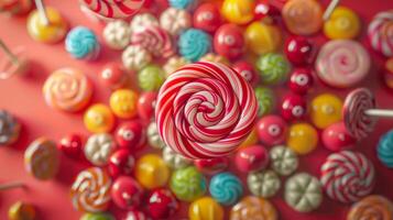 Circular layout of rotating candies forming a circular pattern photo