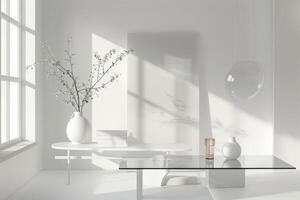 Contemporary decor accents on a transparent white canvas, ideal for minimalist designs photo