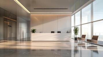 Sleek and minimalist decor featuring open areas for your promotional materials photo