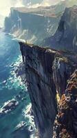 Dramatic sea cliffs offering panoramic ocean views photo