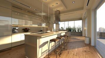 Contemporary kitchen with minimalist design principles photo