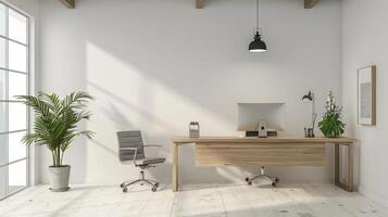 Minimalist office interior with room for adding personalized text photo