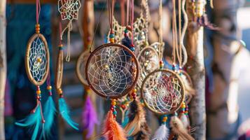 Intricate and charming boho dreamcatchers bring a sense of magic and enchantment to designs on white photo