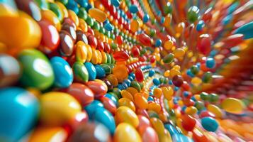 Colorful candies spinning in a dizzying top-down perspective photo