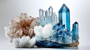 Captivating crystal specimens captivating the viewer with their beauty against white photo
