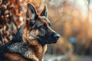 Loyal German Shepherd with noble stance and intelligent eyes, adding strength and loyalty to any composition photo