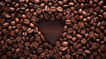 Coffee beans forming a pattern, illustrating the allure of the brew photo