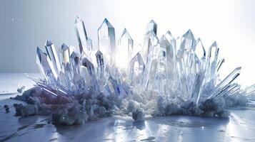 Brilliant crystal formations shining with brilliance and allure against a pristine white surface photo