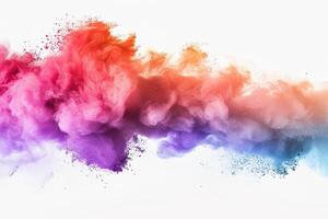 Chalk powder cloud on a soft transparent white backdrop, ideal for artistic expressions photo