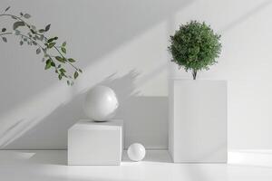 Minimalist geometric forms providing a clean and crisp look against white photo