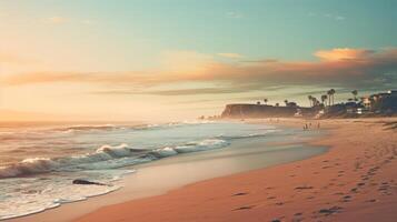 Tritone beach scene with sun kissed hues. photo