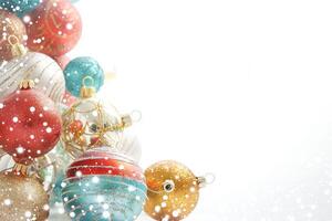 Joyful Christmas ornaments on a soft transparent white background, adding festive spirit photo