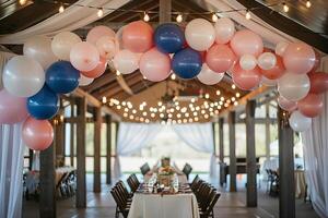 Balloon garland adorning a wedding reception venue, adding a touch of whimsy photo