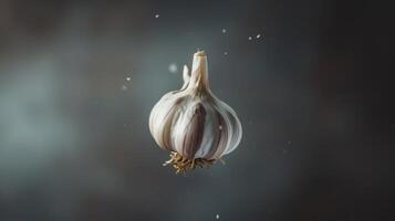 Clean and basic shot of a spinning piece of garlic photo