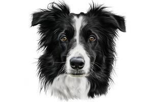 Loyal border collie with alert expression and fluffy coat, ideal for working dog designs photo