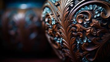A closeup of an intricate ceramic vase photo