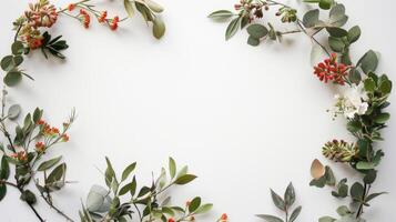 Bohemian-inspired botanical wreath composition with a white background for a clean look photo