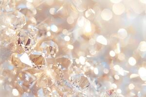 Glittering gem-like sparkles shimmering against a soft transparent white background, symbolizing preciousness photo
