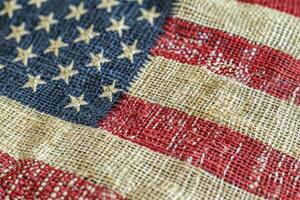 Close-up of the fabric texture of the American flag photo