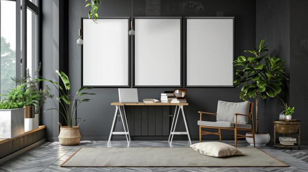 Contemporary home decor with blank areas ideal for inserting your text photo