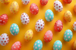 Colorful Easter eggs arranged in a pattern against a vibrant backdrop photo