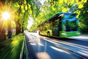 Eco-friendly transportation options like electric buses and trains, reducing air pollution and traffic congestion photo