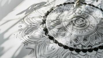 Elegant mandala artworks adding sophistication to a clean white surface photo