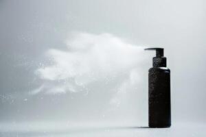 Hairspray mist against a transparent white canvas, ideal for hairstyling product promotions photo