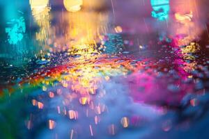 Vibrant rainbow after rain photo