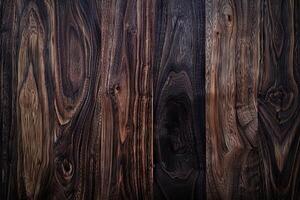 Dark walnut wood texture background with deep, rich colors, perfect for adding drama to designs photo
