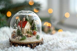 Cozy Christmas scene on a soft transparent white surface, ideal for seasonal compositions photo