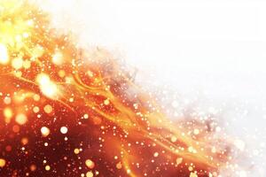 A bright orange flame with a lot of sparkles surrounding it. The sparkles are scattered all over the image, creating a sense of movement and energy. Scene is dynamic and lively photo