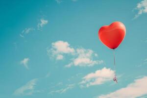 Heart-shaped balloon floating in the sky photo