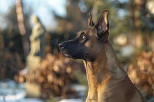 Energetic Belgian Malinois with sleek coat and intelligent eyes, ideal for working dog designs photo
