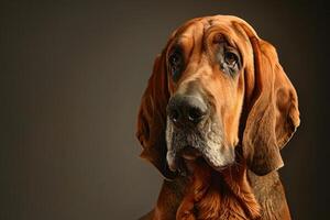 Majestic Bloodhound with droopy ears and soulful expression, adding elegance to any composition photo