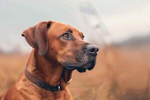 Loyal Rhodesian Ridgeback with distinctive ridge of hair and muscular build, perfect for outdoorsy and adventurous designs photo