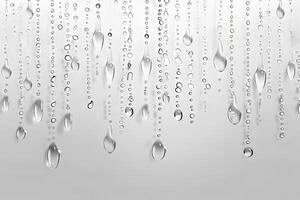 Drizzling rain on a transparent white background, perfect for relaxation themes photo