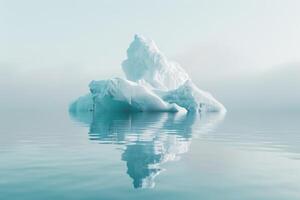 Iceberg floating in water against a soft transparent white surface, symbolizing cold resilience photo