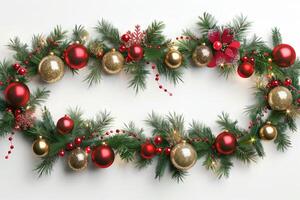 Festive Christmas garland against a transparent white background, adding holiday charm photo
