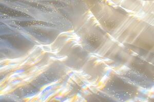 Radiant sunlight rays shining down on a soft transparent white surface, symbolizing warmth and vitality photo