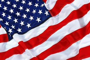 Close-up of the stripes on a waving American flag photo