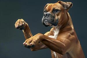 Energetic Boxer with muscular build and playful demeanor, ideal for sporty and active designs photo